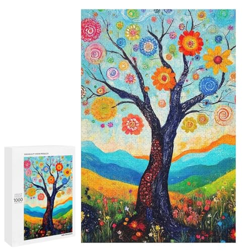 鮮やかな花の木 カラフルな丘ジグソーパズル パズル レジャー 子供/大人用 減圧 誕生日プレゼント 贈り物 パズル 初心者向け ギフト 誕生日 クリスマス 1000 PCS
