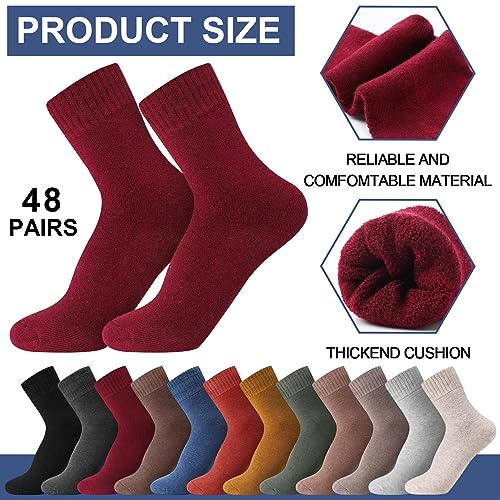 Liitrsh 48 Pairs Winter Wool Socks for Women and Men Thick Thermal Hiking Socks Warm Thick Socks Soft Cozy Crew Work Socks for Hiking Cold Weather Boot Socks2