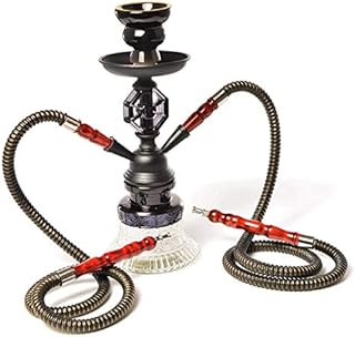 HOOKOLOGY 11” Premium 2 Hose Hookah Complete Set - Glass Water Pipe Shisha Narguile Smoking Kit - Arab Design - Includes All Accessories