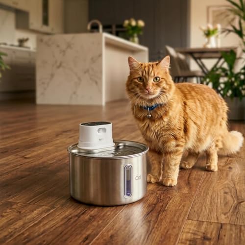 Cat Mate 2 Litre Stainless Steel Cat Water Fountain – Automatic Pet Water Dispenser for Cats, Filtered Drinking Fountain, Hygienic Metal Bowl, Battery Operated - Image 3