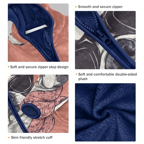 Dog with Sunglasses Girls Fleece Jacket Girls Fall Jacket Girls Zip Up Hoodie Girls Sherpa Jacket 2-10T3