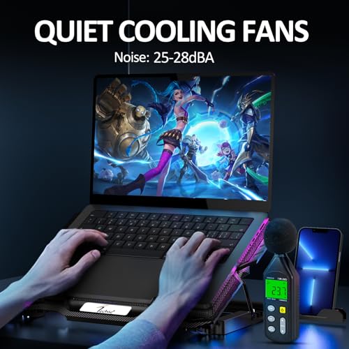 Techie 5 Fan Laptop Cooling Pad with Speed Control, Mobile Stand, USB Ports & LED Light | Support Upto 9-15.6 Inch Laptops with 5 Adjustable Levels... - Image 4