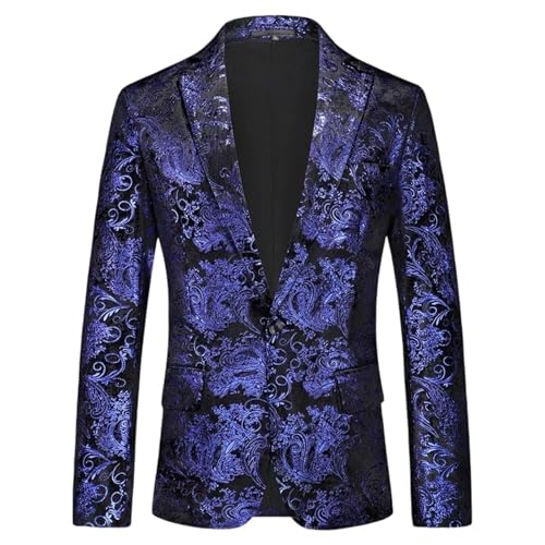 Mens Tuxedo Floral Jacquard Blazer Jacket One Button Plus Size Suit Jacket for Men Dinner Disco Prom Wedding Party
