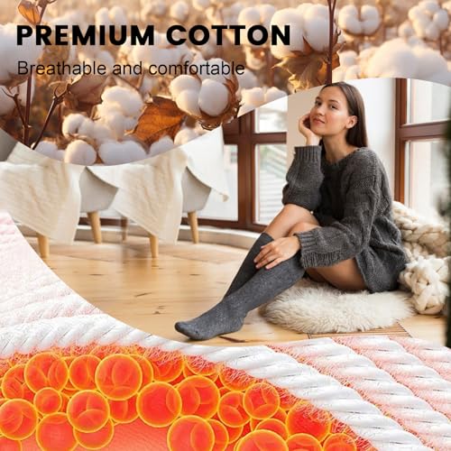 Warm Winter Knee High Socks for Women Thermal Cotton Boot Socks Black Long Thick Leg Warmers for Running Hiking Work3