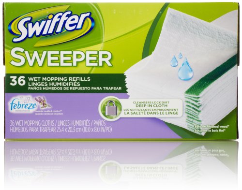 Swiffer Sweeper Wet Mopping Pad Refills for Floor Mop with Febreze Lavender Vanilla & Comfort Scent 36 Count
