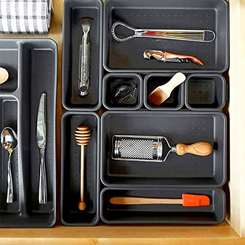 Lade-organizers, 8 stuks plastic ladeverdelers, lade-organizers, verdelers met 3 maten voor bureau opbergbakken voor… - Image 5