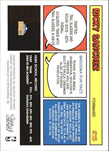 Miniatura 2 de 2005-06 Bazooka #215 Ricky Sanchez RC NBA Basketball Trading Card