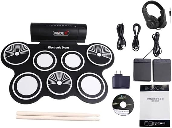 Midex DDX-70 Digital Drum 7 Pad 2 Foot Pedal (Headphone Rods Adapter Full Set)