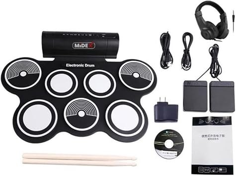 Midex DDX-70 Digital Drum 7 Pad 2 Foot Pedal (Headphone Rods Adapter Full Set)