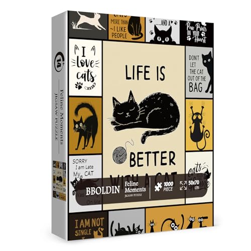Rompecabezas de gatos divertidos para adultos, 1000 piezas, rompecabezas de collage artístico imposible y desafiante con gatitos adorables y estética acogedora miniatura 2