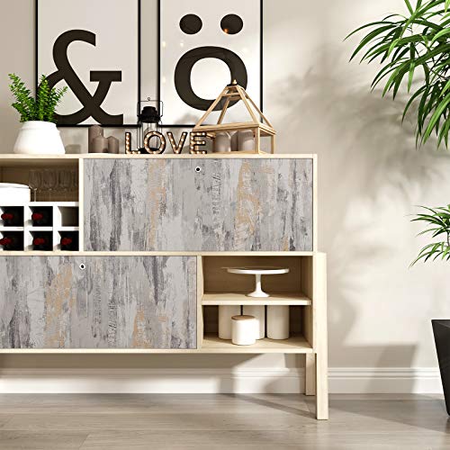 Lacheery Thick Concrete Wallpaper Peel And Stick Silver Gray Contact Cement Paper Self Adhesive Interior Film Decorative Wall Paper For Table Bar Top Accent Wall Abstract Metal Look 15.8"X80" #TOP2