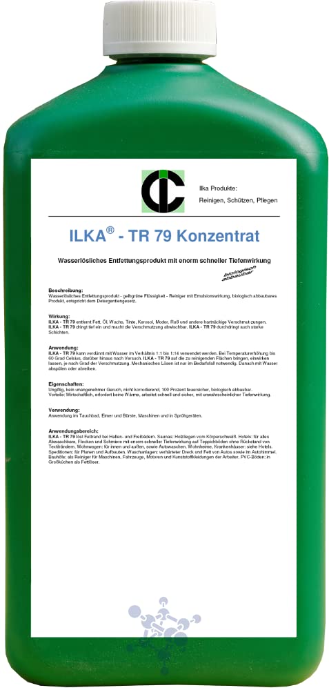 ILKA® - TR 79 BIO-Fettlösekonzentrat Entfetter | 30L | Fett-Reiniger | Fettlöser Fettfleckentferner im Innen- und Außenbereich (Lebensmittelzulassung) auch für textile Bodenbeläge, Saunareiniger