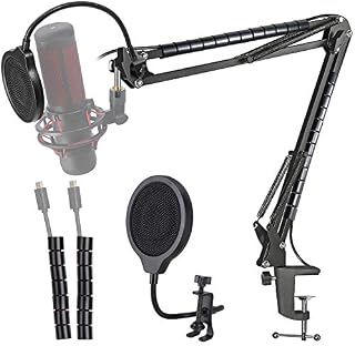 HyperX QuadCast Mic Boom Arm with Windscreen - Suspension Mic Stand and 3 Layers Pop Filter Compatible with HyperX QuadCast S to Improve Sound Quality by YOUSHARES