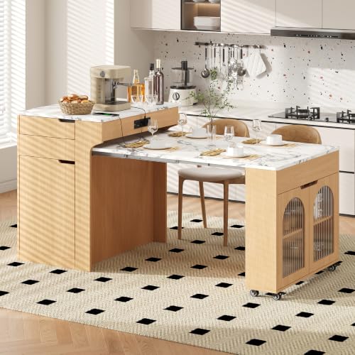 Isla de cocina con ruedas y mesa extensible para optimizar el espacio de tu hogar 2