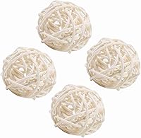 Vista 4 de Tbest Bolas decorativas de mimbre de ratán, 20 unidades, adornos decorativos para bodas, Navidad, fiestas de cumpleaños (blanco)