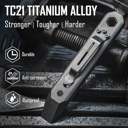 KeyUnity Titanium EDC Multitool - Pocket Pry Bar and Bit Holder with Clip - Image 3
