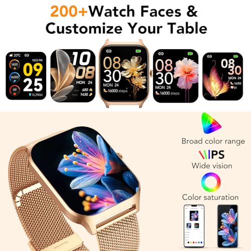 CASCHO Montre Connectée Femme avec Appel Bluetooth,1.85" HD Smartwatch Femme avec Fréquence Cardiaque/Sommeil/SpO2, 120+ Modes Sportifs, IPX7 Étanche Fitness Tracker, Doré et Rose pâle – Image 4