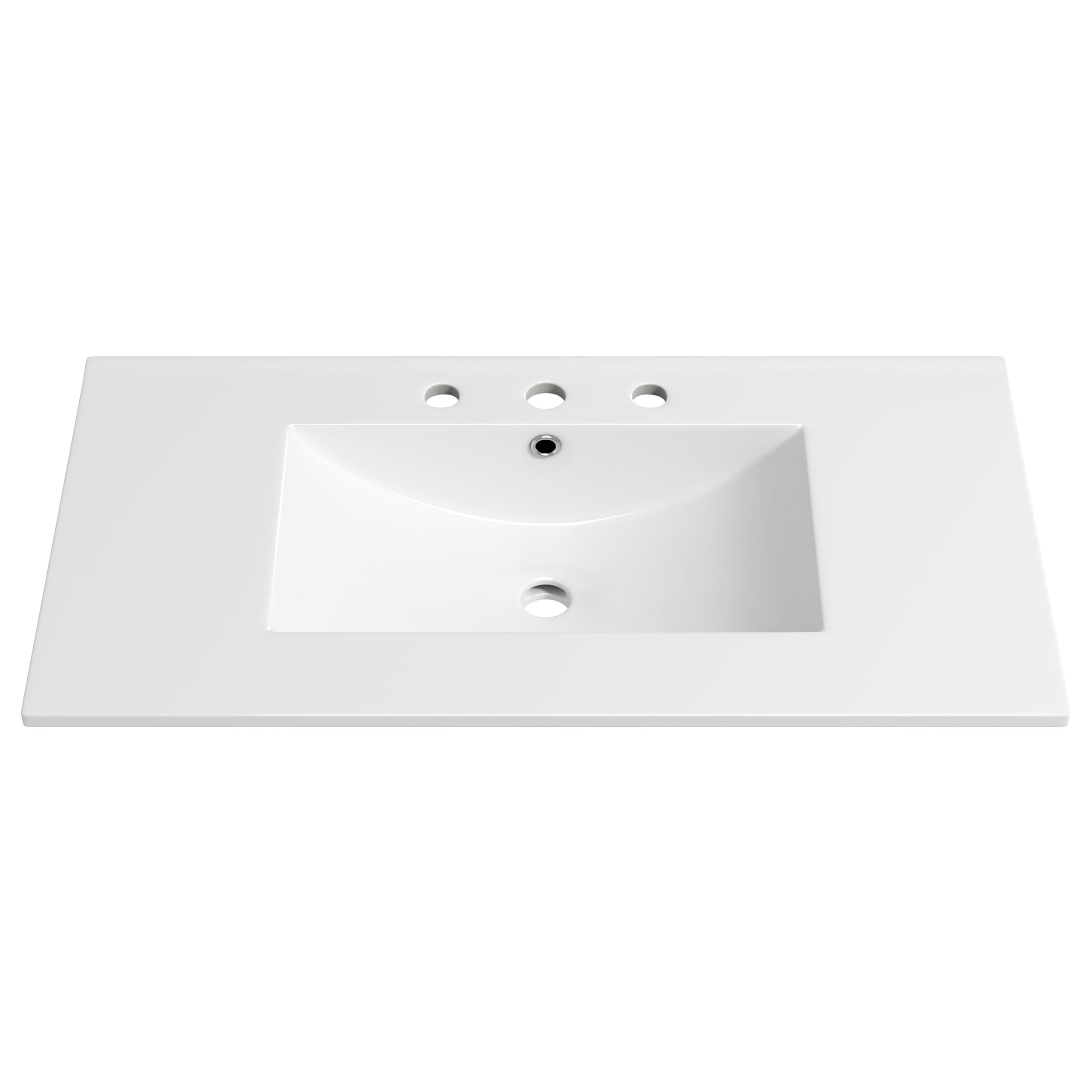 Eridanus 36"x18¼" Bathroom Sink with Three Holes (8" Widespread), Ceramic Bathroom Vanity Sink Top with Overflow, Drop in Bathroom Vessel Sink