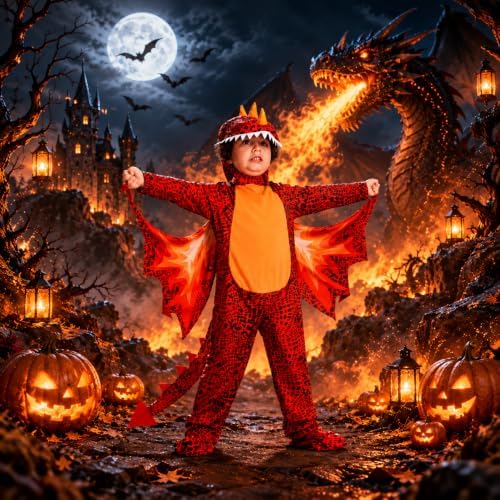 IKALI Dinosaur Costume Kids Triceratops Dino Outfit, Boys Girls Toddlers Baby Halloween Party Dress Up