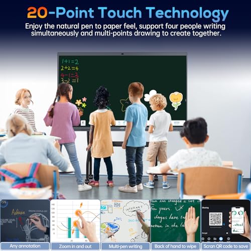 Image of JAV 86 Inch Smart Board 4K UHD Interactive Whiteboard with EDLA Certification Built-in Android OS for Classroom Office Home Digital Display 8+128 GB for Hybrid Work (86 Inch)
