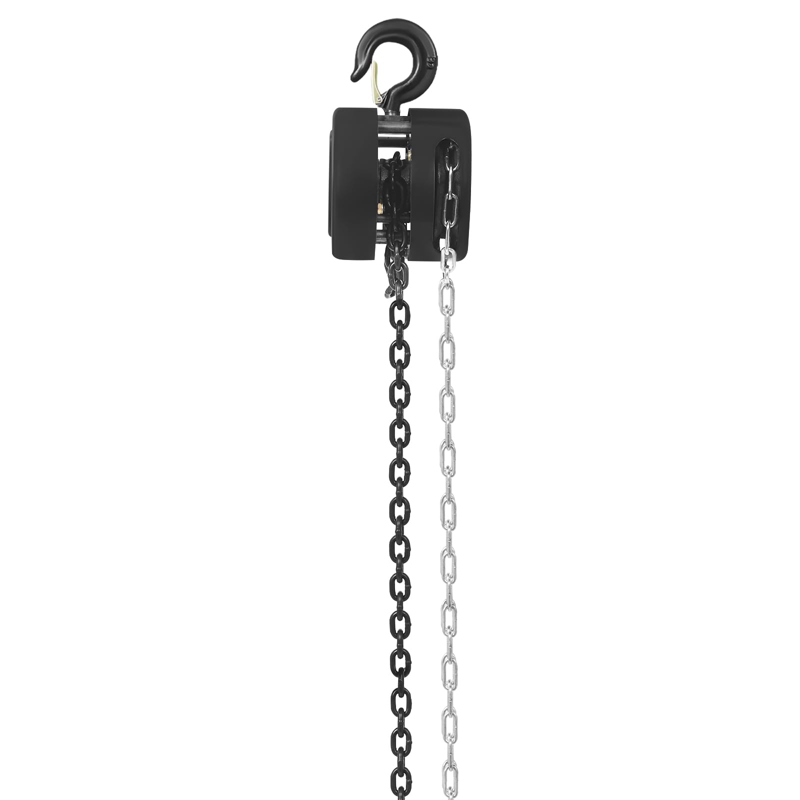 Paranco a catena con capacità di carico 1T/2T, paranco a mano con gancio stabile, paranco manuale per fabbriche di trasporto, garage, cantieri navali, altezza di sollevamento 2,9 m (nero, 1T)