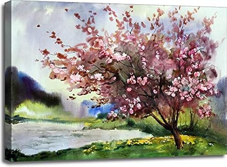 Amazon 水彩画風景 開花春の木 花付き ギャラリーラップキャンバスアート 30in X 40in アートワーク ポスター オンライン通販 Amazon 水彩画風景 開花春の木 花付き ギャラリーラップキャンバスアート 30in X 40in アートワーク ポスター オンライン通販