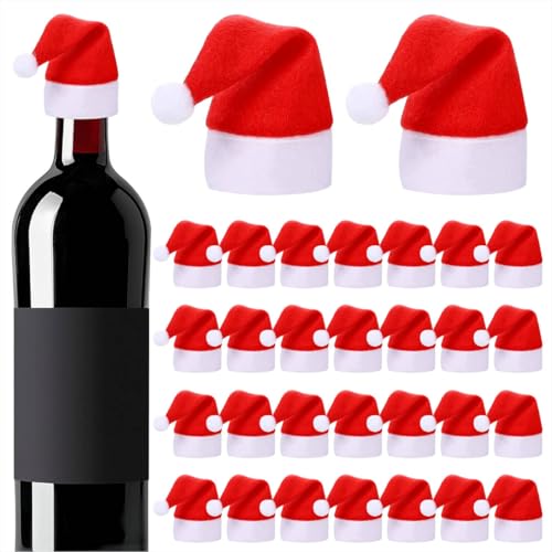 Qzakce Mini Weihnachtsmütze 30 Stück Mini Xmas Hüte Rot Kleine...