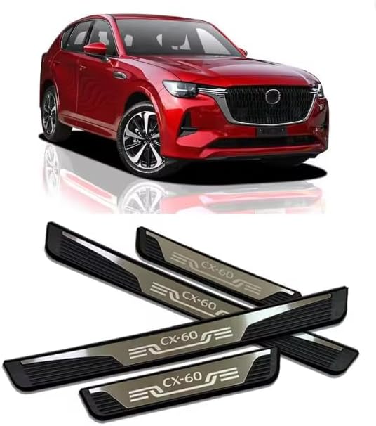 Car Accessories Door Sill Protector for 2022 2023 Mazda CX60, Steel Auto Parts Door Entry Guard Scuff Plates Trim Covers