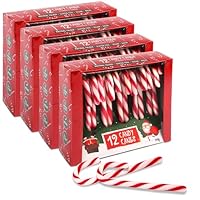 4x Beckys Zuckerstangen Erdbeergeschmack - 12 rot-weiße Candy Canes, 12g pro Stück - in roter Geschenkbox - Perfekt für Weihnachtsdeko, Baumdeko & als Süßigkeit für den Weihnachtsteller
