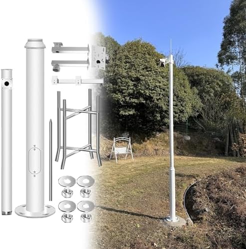 Universal Dome Camera Mount Post - 350cm Outdoor Security Pole with Junction Box & Wire Hole for Solar Lights - 2 Sections for Enhanced Stability & Versatile Surveillance Solutions