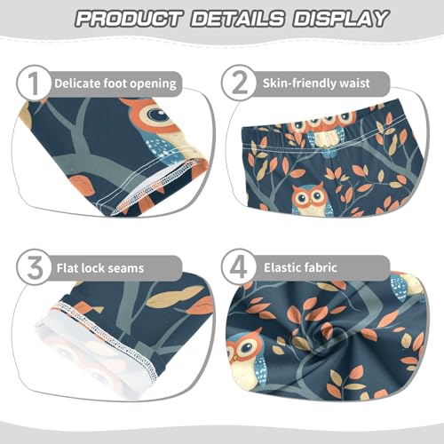 Girls Leggings Cute Owls Tree Leaves Soft Toddler Leggings for Girls Kids Pants Size 4T-10T3