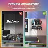 RGB Switch Wall Mount with Controller Charger, Switch Holder for Nintendo Switch/OLED, Switch Accessories with 15 Light Modes, 4 Charger for Joy-Cons, 2 USB Ports, 10 Card Slots - Image 6