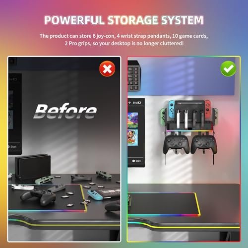 image for FASTSNAIL RGB Switch Wall Mount for Joy-Con Charger, Switch Holder for