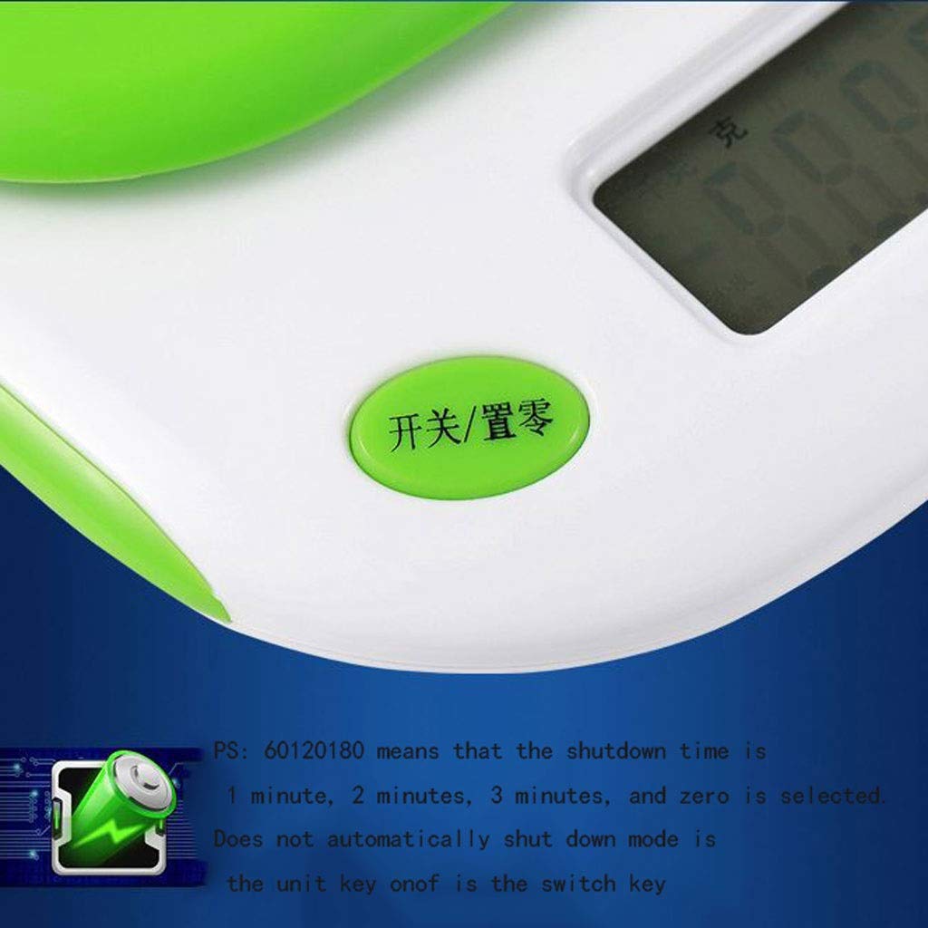 Balance électronique multifonctionnelle Mini tare avec écran LCD pour la cuisson des fruits et légumes (couleur : vert 3 kg/0,1 g) (rose 3 kg/0,1 g).