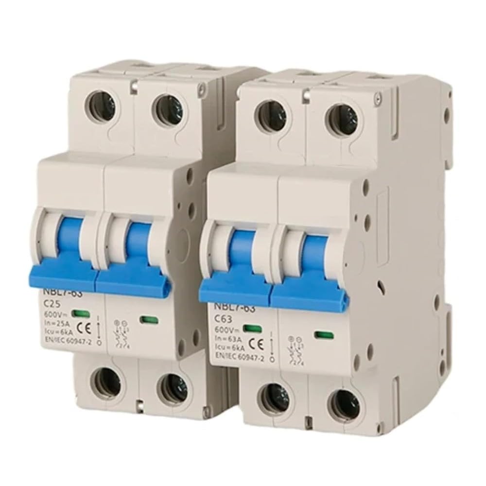 Interruttore Automatico Fotovoltaico NBL7-63, 2 Poli, 600 V/1000 V CC, Montaggio Su Guida DIN, Bianco E Blu, MCB A Energia Solare Componenti elettrici(2P 1000VDC 16A,16A)