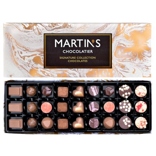 Martins Chocolatier Signature Artisan Collection - English Luxury Chocolate Gift Box 27 Pieces Milk Dark White Assorted Pralines & Truffles