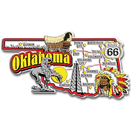 Imán decorativo Jumbo de estado Oklahoma 4.7 x 2.5 pulgadas