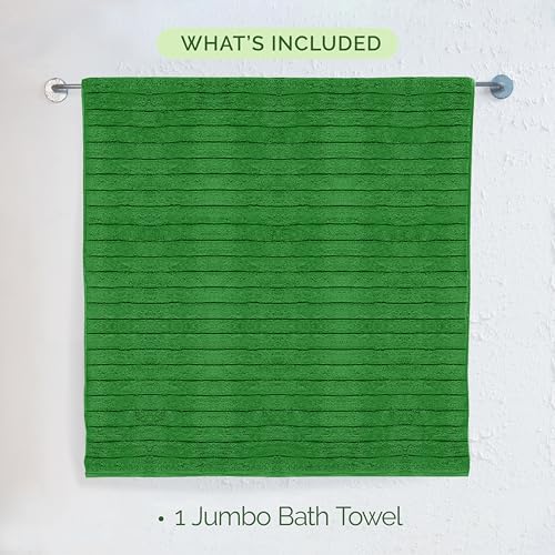 Image of Elegant Comfort 100% Turkish Cotton Corduroy Ribbed Luxury Jumbo Bath Towel Ultra Soft - 35 x 70 Inch - Luxury Spa Premium Hotel Quality Highly Absorbent and Quick Dry Large Bath Towel, Emerald Green