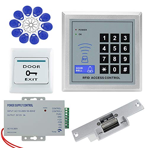 Preisvergleich Produktbild NN99 Zugangskontrolle, Türzugriffskontrollsystem-Kit-Set RFID-Tastatur-Kartenleser + Elektro-Sperre + 10 Stück Schlüsselkarten + Netzteil DC12V / 3A für Zuhause / Büro