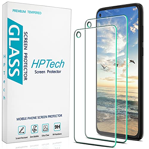 HPTech (2-Pack) Compatible for Moto G Power 2021 Tempered Glass Screen Protector 9H Hardness Cutout Camera Hole HD Clear Case Friendly