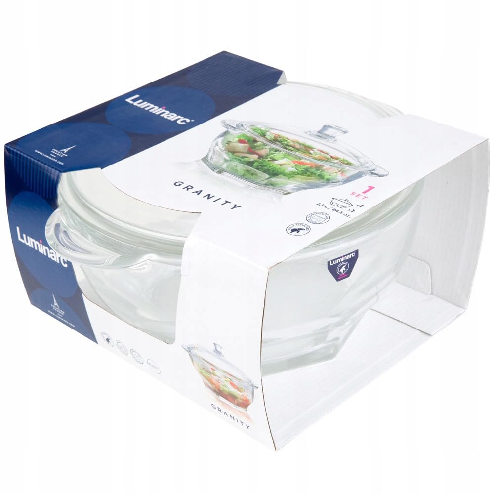 Luminarc Suppenschüssel Suppenschale Suppenterrine mit Deckel aus Glas Granity (2,5 L)