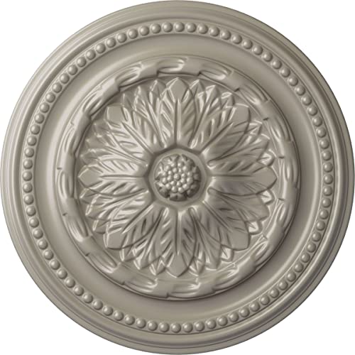Image of Ekena Millwork CM15CHPWS 15-3 /4 inch x 1-7 /8 inch Chester Ceiling Medallion, Pearl White