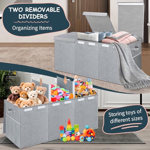 Image of Extra Large Toy Box with Lids, Collapsible Storage Bin, 38 inchx16 inchx14 inch,Gray