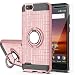 YmhxcY ZTE Blade Vantage Case,ZTE Tempo X,ZTE Avid 4 Phone Cases with HD Phone Screen Protector, 360 Degree Rotating Ring & Bracket Dual Layer Resistant Back Cover for ZTE Tempo X N9137-ZH Rose Gold