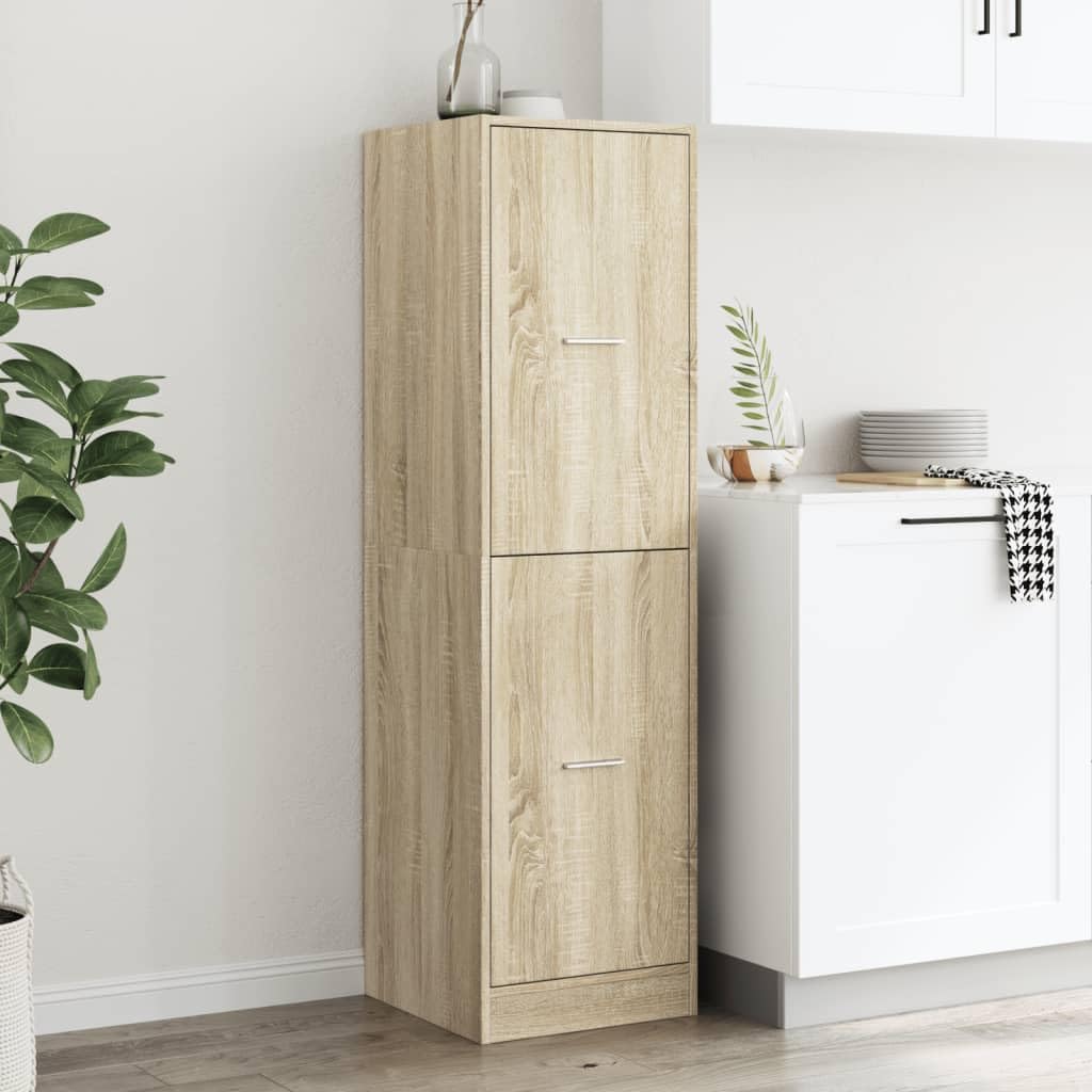 Armoire à pharmacie en chêne Sonoma - 40 x 41 x 144,5 cm - Imperméable - 4 tiroirs - Armoire de rangement robuste - Peu encombrante - Pour couloir, salon, chambre à coucher