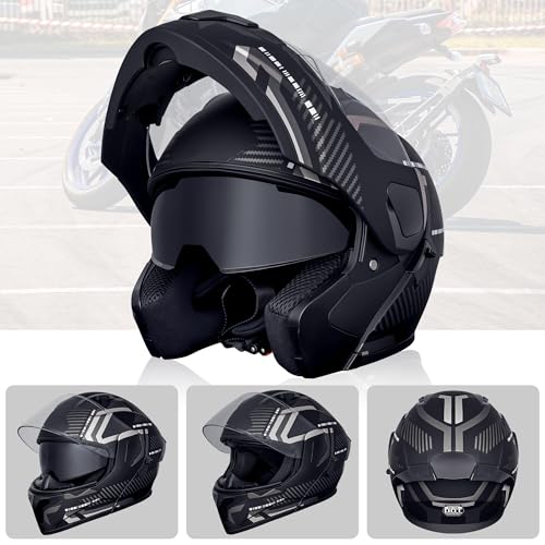 Image of SanQing Adult Modular Flip-Up Full Face Motorcycle Helmets-DOT