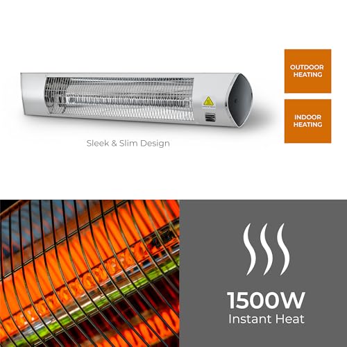 Kenmore Wall Mouted Electric Outdoor Heater for Outdoor Patios or Decks, 3 Heat Levels, 1500W Instant Heating, 24h Timer, Waterproof, Remote Included, Wall-Mouting Brackers Included - image 4