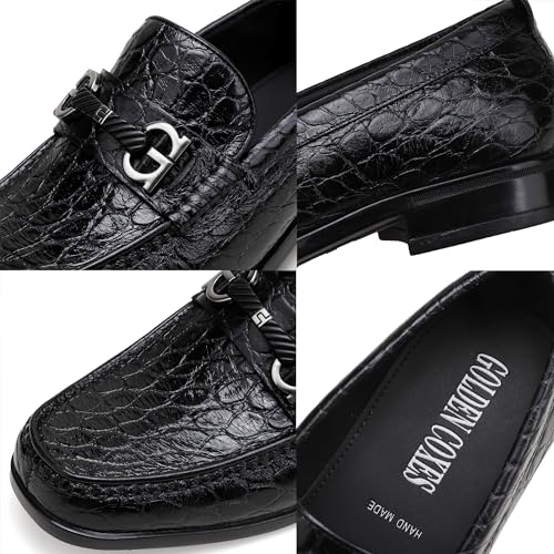 Image of Generic Classic Mens Leather Dress Shoes, Premium Fashion Alligator Printed Business Dress Shoes Moc-Toe Buckle Wedding Party Loafers for Men