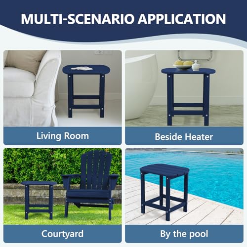 Plawdlik HDPE Outdoor Table, All Weather Adirondack Side Table, Navy - image 7