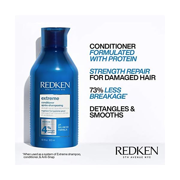 Redken Extreme Conditioner | Anti-Breakage & Protection for Damaged Hair | Strengthen and Fortify Hair | Infused With Proteins | For Weak, Brittle Hair | 10.1 Fl Oz